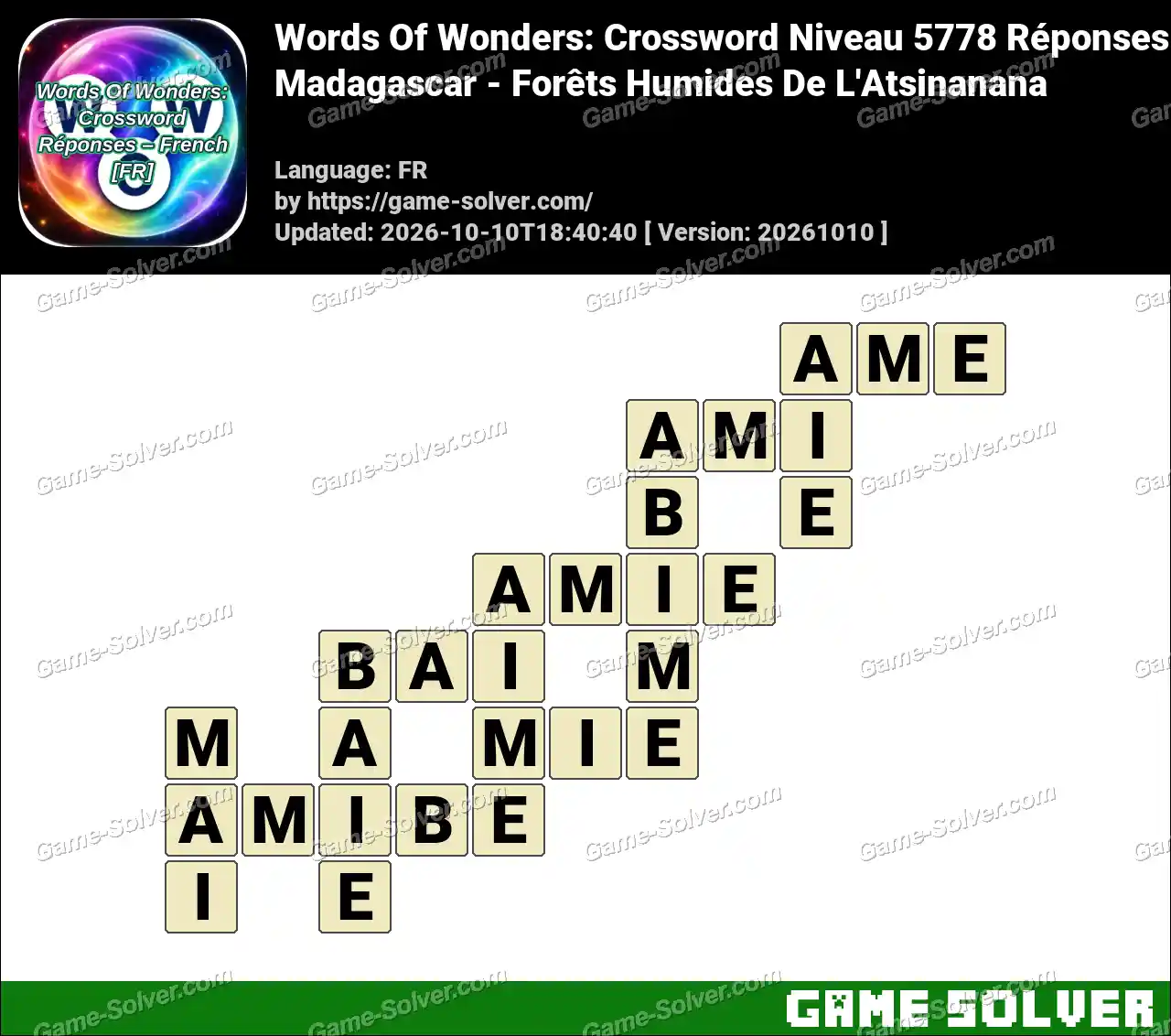 Words Of Wonders: Crossword Niveau 5778 Réponses – Madagascar – Forêts Humides De L’Atsinanana